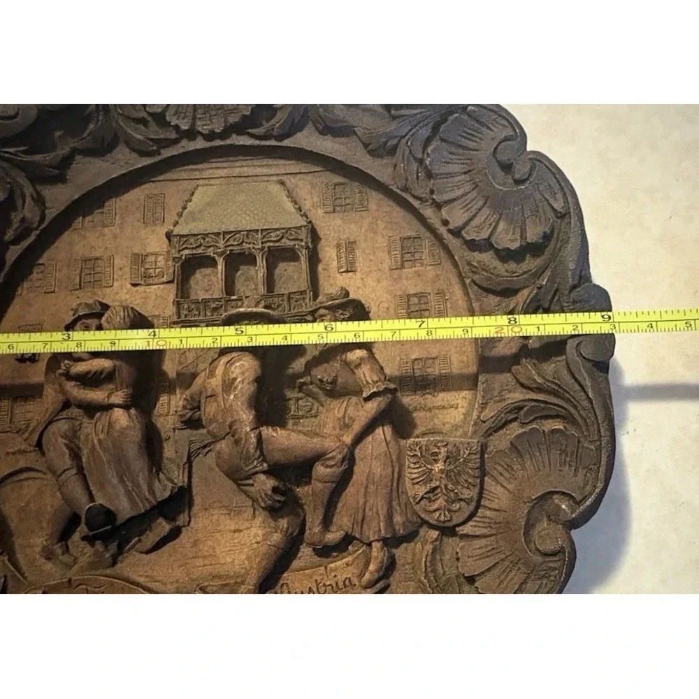 3D Wall Hanging Plaque Carved Dancing Tavern Pub Tirol-Austria German Crest